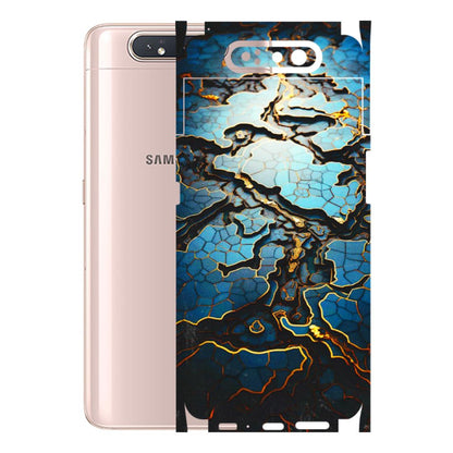 Samsung A/S Series Phone Skins (All Models) - Blue Gold Abstract - 3D Embossed Finish (L-11) Samsung Galaxy A80