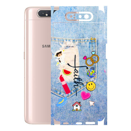 Samsung A/S Series Phone Skins (All Models) - Denim Jeans Pocket - 3D Embossed Finish (L-134) Samsung Galaxy A80