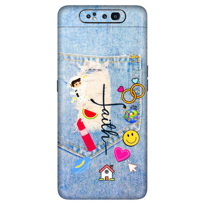 Samsung A/S Series Phone Skins (All Models) - Denim Jeans Pocket - 3D Embossed Finish (L-134) Samsung Galaxy A80