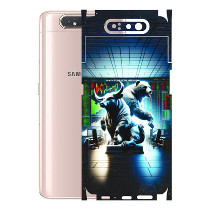 Samsung A/S Series Phone Skins (All Models) - Stock Market Sensex Bear vs Bulls - 3D Embossed Finish (L-15) Samsung Galaxy A80