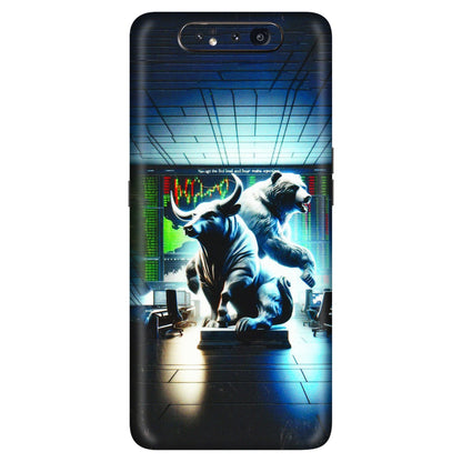 Samsung A/S Series Phone Skins (All Models) - Stock Market Sensex Bear vs Bulls - 3D Embossed Finish (L-15) Samsung Galaxy A80