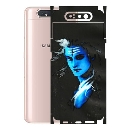 Samsung A/S Series Phone Skins (All Models) - Har Har Mahadev Blue/Black - 3D Embossed Finish (L-185) Samsung Galaxy A80