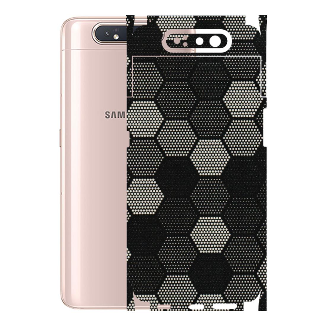 Samsung A/S Series Phone Skins (All Models) - Black & White Dotted Honeycomb Texture - 3D Embossed Finish (L-202) Samsung Galaxy A80