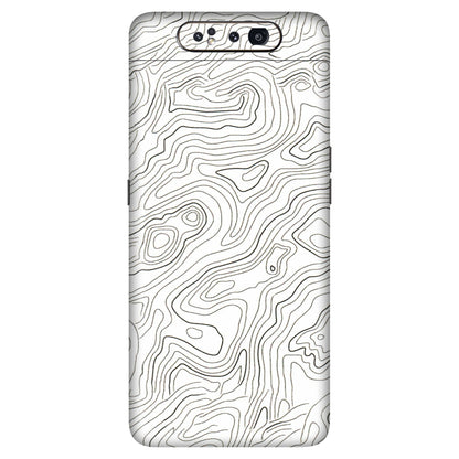 Samsung A/S Series Phone Skins (All Models) - White Black Swirls - 3D Embossed Finish (L-219) Samsung Galaxy A80
