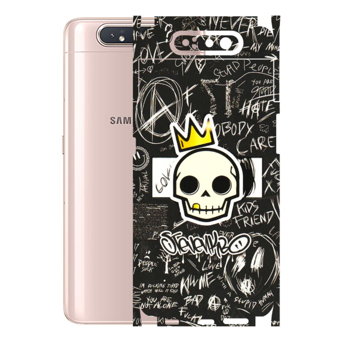 Samsung A/S Series Phone Skins (All Models) - Funny Skull Black Chalk Grafitti - 3D Embossed Finish (L-22) Samsung Galaxy A80