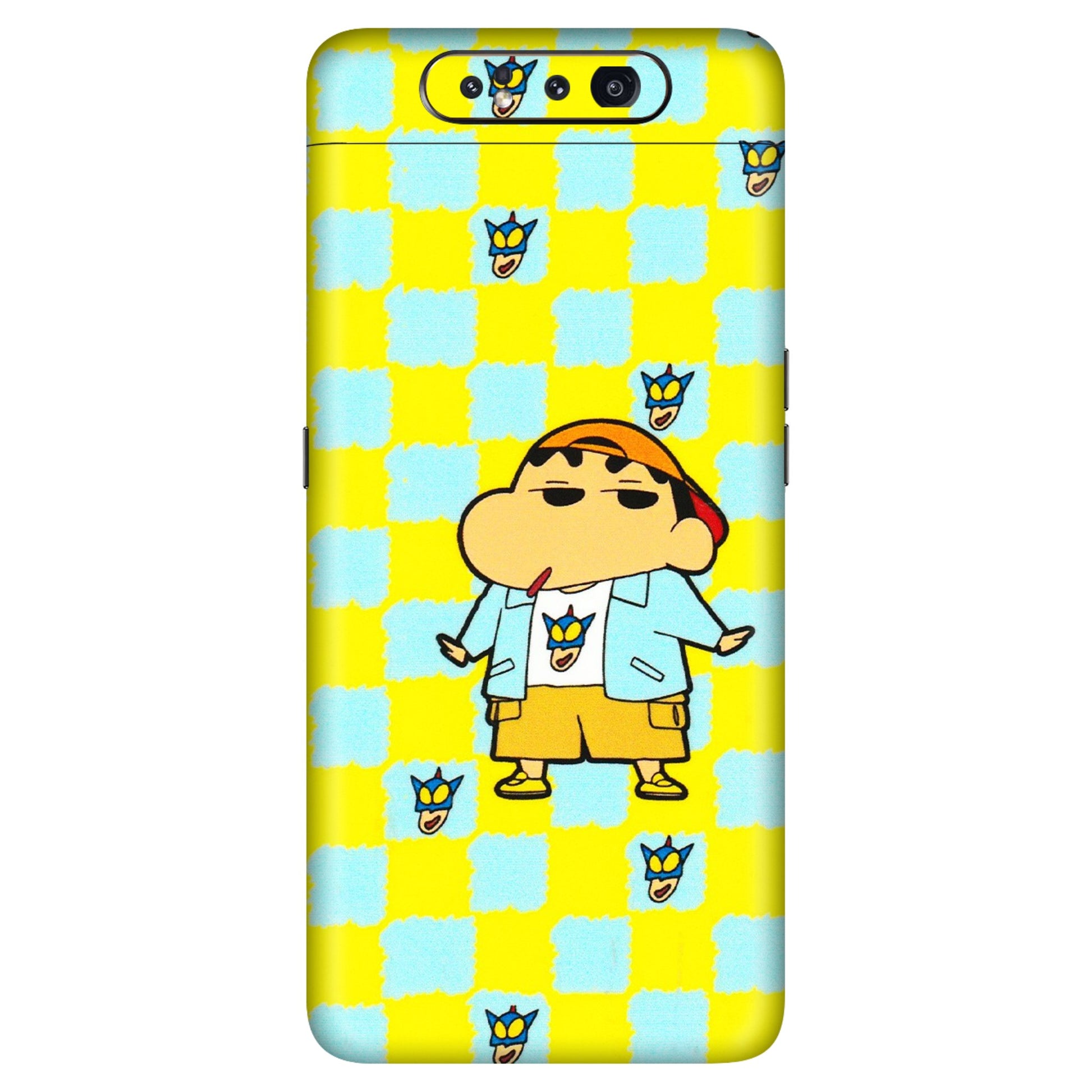 Samsung A/S Series Phone Skins (All Models) - Yellow Blue Shinchan Cute - 3D Embossed Finish (L-221) Samsung Galaxy A80