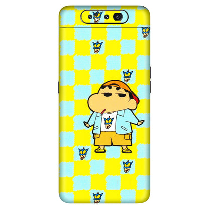 Samsung A/S Series Phone Skins (All Models) - Yellow Blue Shinchan Cute - 3D Embossed Finish (L-221) Samsung Galaxy A80