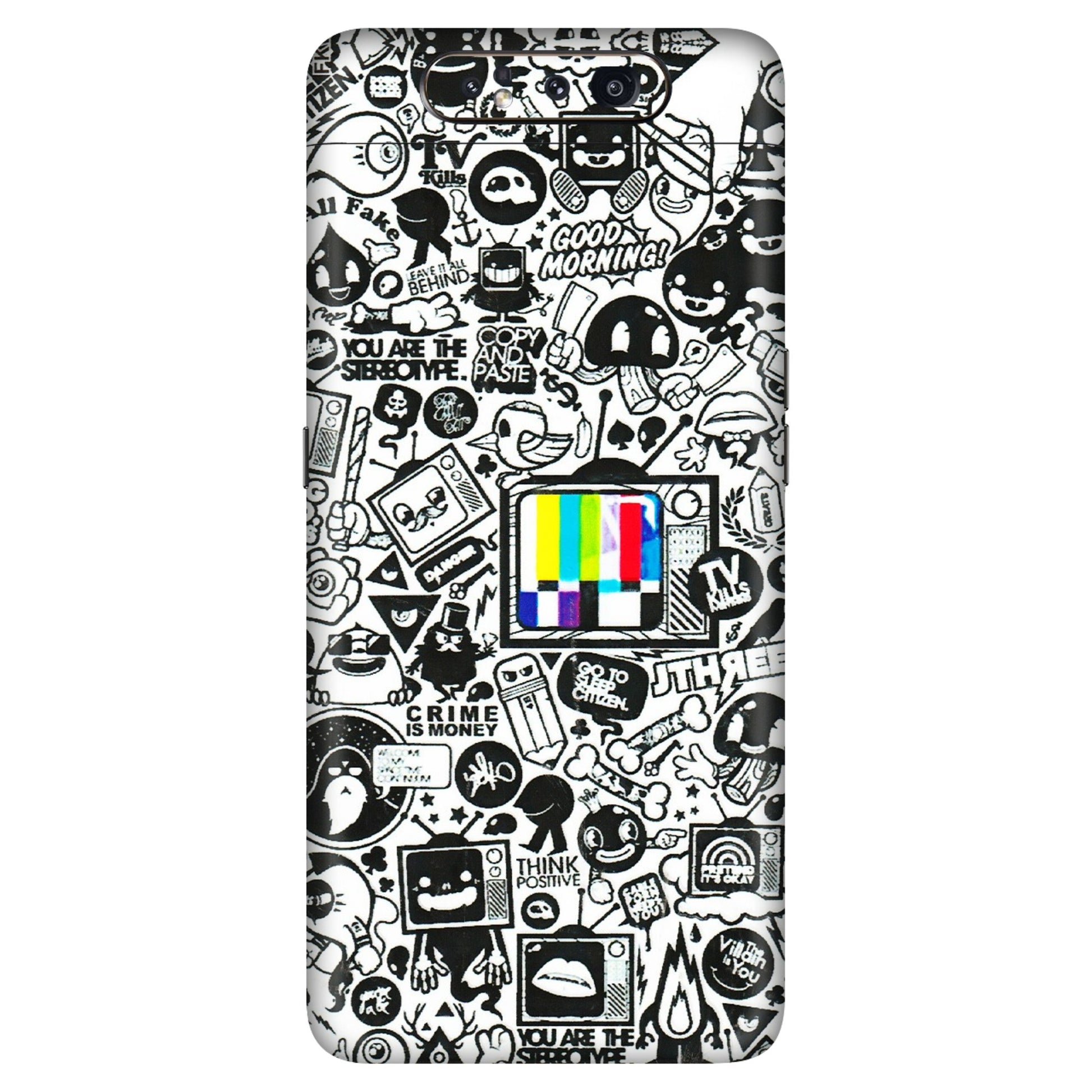 Samsung A/S Series Phone Skins (All Models) - Doodles Positive Art - 3D Embossed Finish (L-263) Samsung Galaxy A80