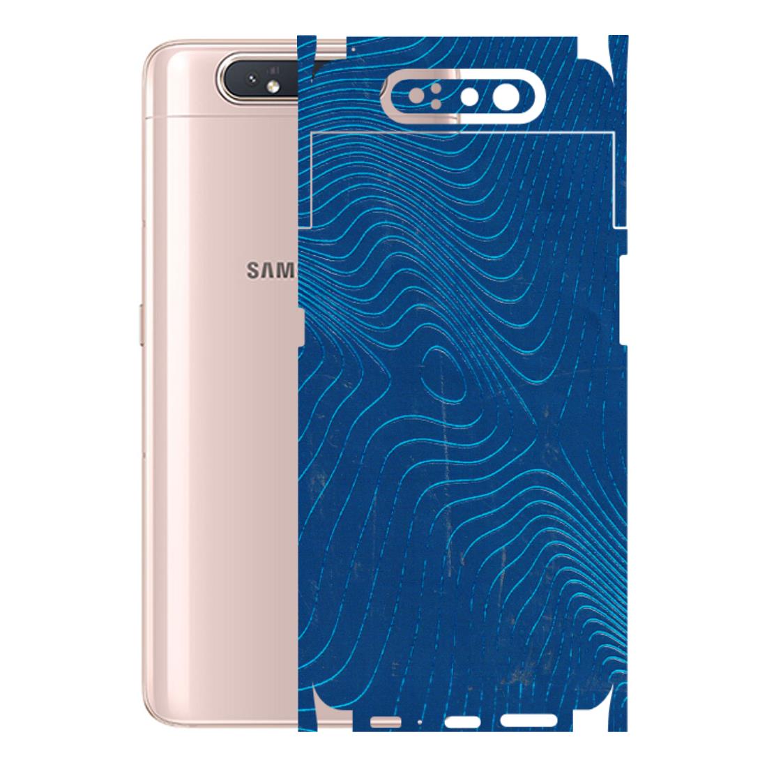 Samsung A/S Series Phone Skins (All Models) - Abstract Blue Line Map - 3D Embossed Finish (L-272) Samsung Galaxy A80