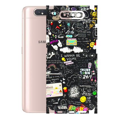 Samsung A/S Series Phone Skins (All Models) - Black Creatives Doodles - 3D Embossed Finish (L-311) Samsung Galaxy A80