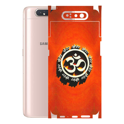 Samsung A/S Series Phone Skins (All Models) - Aum Shiv Orange - 3D Embossed Finish (L-32) Samsung Galaxy A80