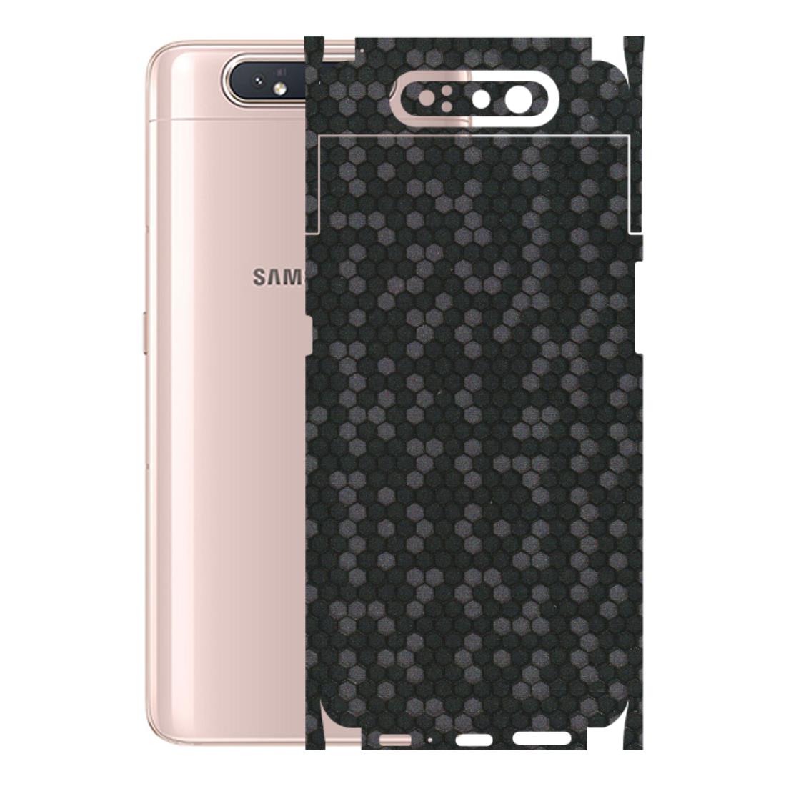 Samsung A/S Series Phone Skins (All Models) - Black Grey Honeycomb Sober - 3D Embossed Finish (L-85) Samsung Galaxy A80