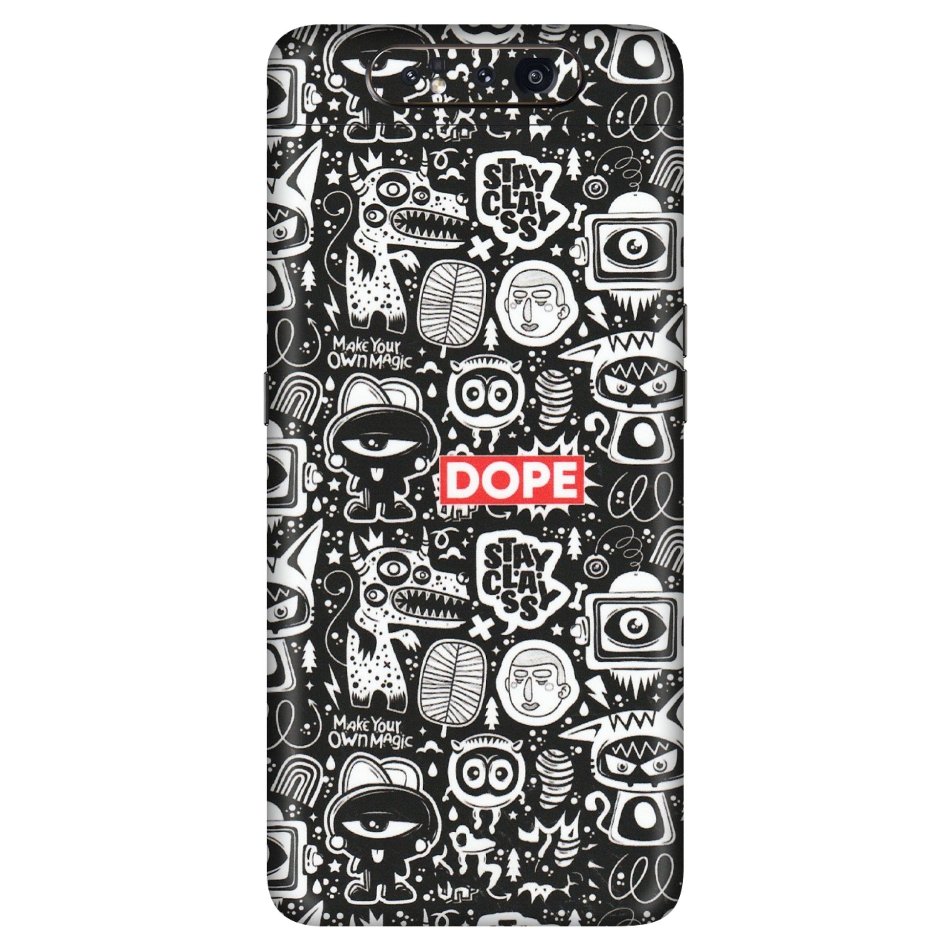 Samsung A/S Series Phone Skins (All Models) - Dope Stay Classy Black Doodles - Matte Finish (M-126) Samsung Galaxy A80
