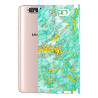 Samsung A/S Series Phone Skins (All Models) - Green And Gold Marble Feel - Matte Finish (M-16) Samsung Galaxy A80