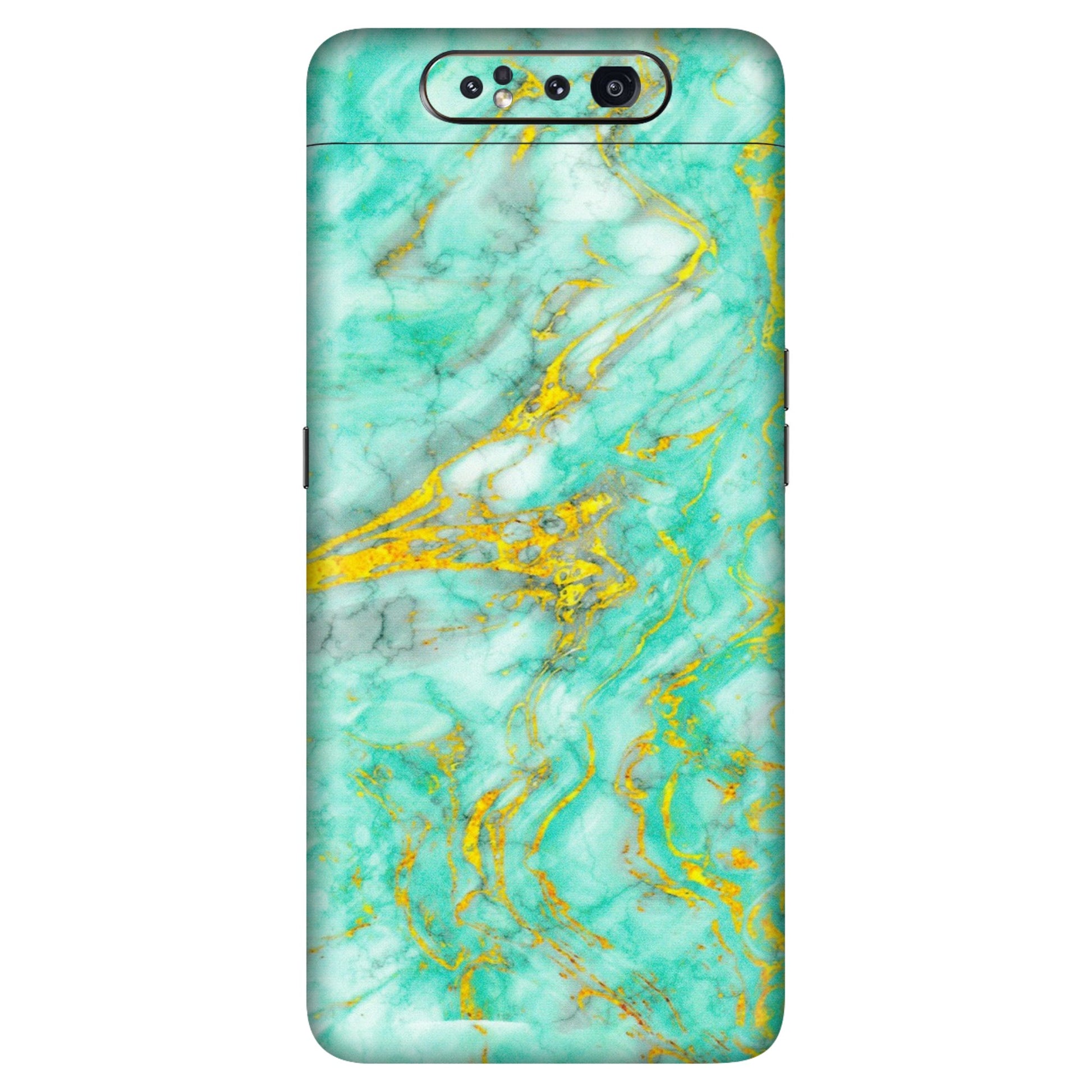 Samsung A/S Series Phone Skins (All Models) - Green And Gold Marble Feel - Matte Finish (M-16) Samsung Galaxy A80