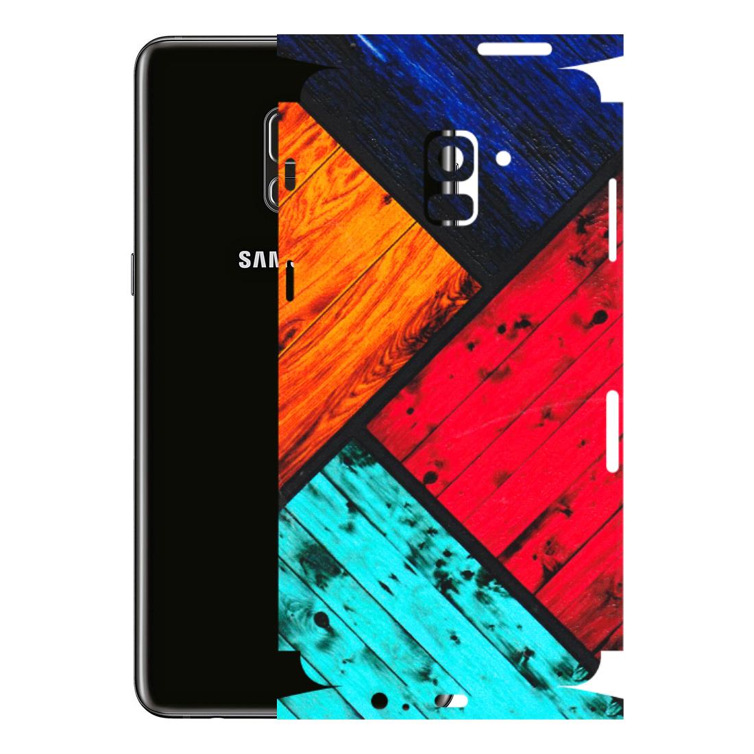 Samsung A/S Series Phone Skins (All Models) - Colourful Wood Panels Abstract - 3D Embossed Finish (L-09) Samsung Galaxy A8 Plus