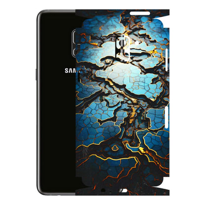 Samsung A/S Series Phone Skins (All Models) - Blue Gold Abstract - 3D Embossed Finish (L-11) Samsung Galaxy A8 Plus