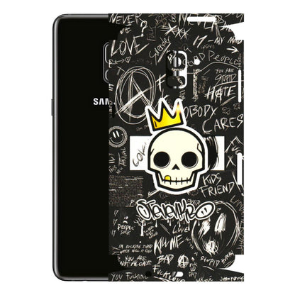 Samsung A/S Series Phone Skins (All Models) - Funny Skull Black Chalk Grafitti - 3D Embossed Finish (L-22) Samsung Galaxy A8 Plus