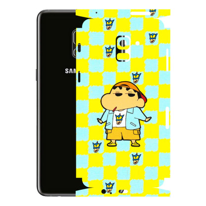 Samsung A/S Series Phone Skins (All Models) - Yellow Blue Shinchan Cute - 3D Embossed Finish (L-221) Samsung Galaxy A8 Plus