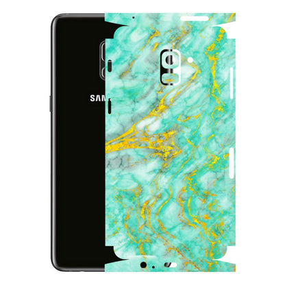 Samsung A/S Series Phone Skins (All Models) - Green And Gold Marble Feel - Matte Finish (M-16) Samsung Galaxy A8 Plus
