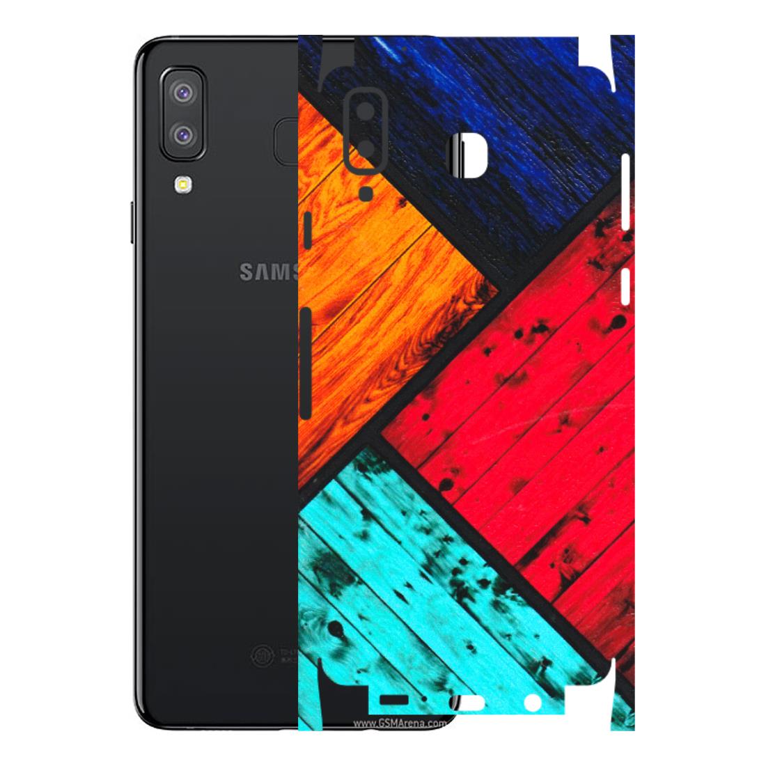 Samsung A/S Series Phone Skins (All Models) - Colourful Wood Panels Abstract - 3D Embossed Finish (L-09) Samsung Galaxy A8 Star