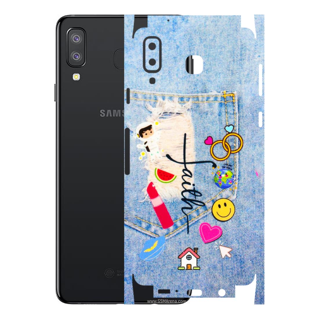 Samsung A/S Series Phone Skins (All Models) - Denim Jeans Pocket - 3D Embossed Finish (L-134) Samsung Galaxy A8 Star
