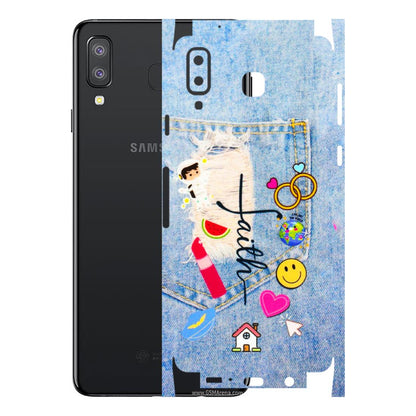 Samsung A/S Series Phone Skins (All Models) - Denim Jeans Pocket - 3D Embossed Finish (L-134) Samsung Galaxy A8 Star