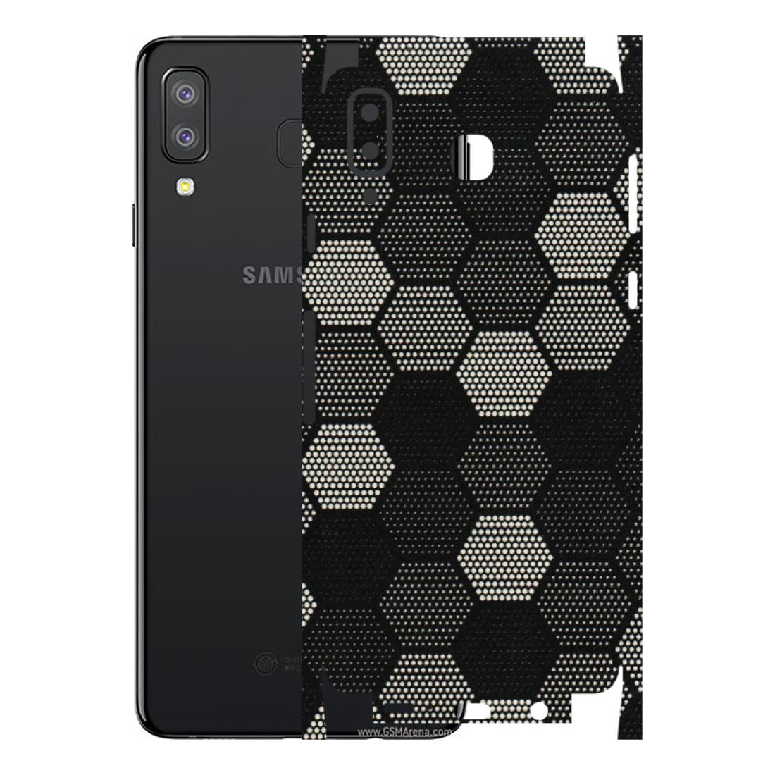 Samsung A/S Series Phone Skins (All Models) - Black & White Dotted Honeycomb Texture - 3D Embossed Finish (L-202) Samsung Galaxy A8 Star