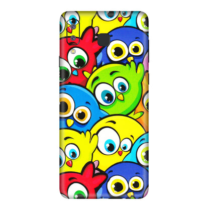 Samsung A/S Series Phone Skins (All Models) - Cute Fluffy Birds - 3D Embossed Finish (L-213) Samsung Galaxy A8 Star