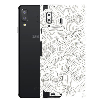 Samsung A/S Series Phone Skins (All Models) - White Black Swirls - 3D Embossed Finish (L-219) Samsung Galaxy A8 Star