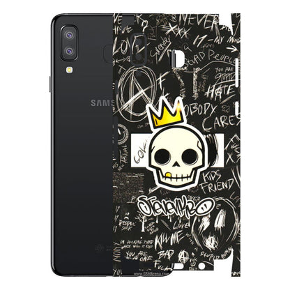 Samsung A/S Series Phone Skins (All Models) - Funny Skull Black Chalk Grafitti - 3D Embossed Finish (L-22) Samsung Galaxy A8 Star