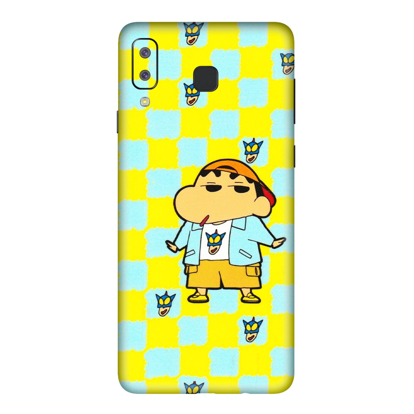 Samsung A/S Series Phone Skins (All Models) - Yellow Blue Shinchan Cute - 3D Embossed Finish (L-221) Samsung Galaxy A8 Star