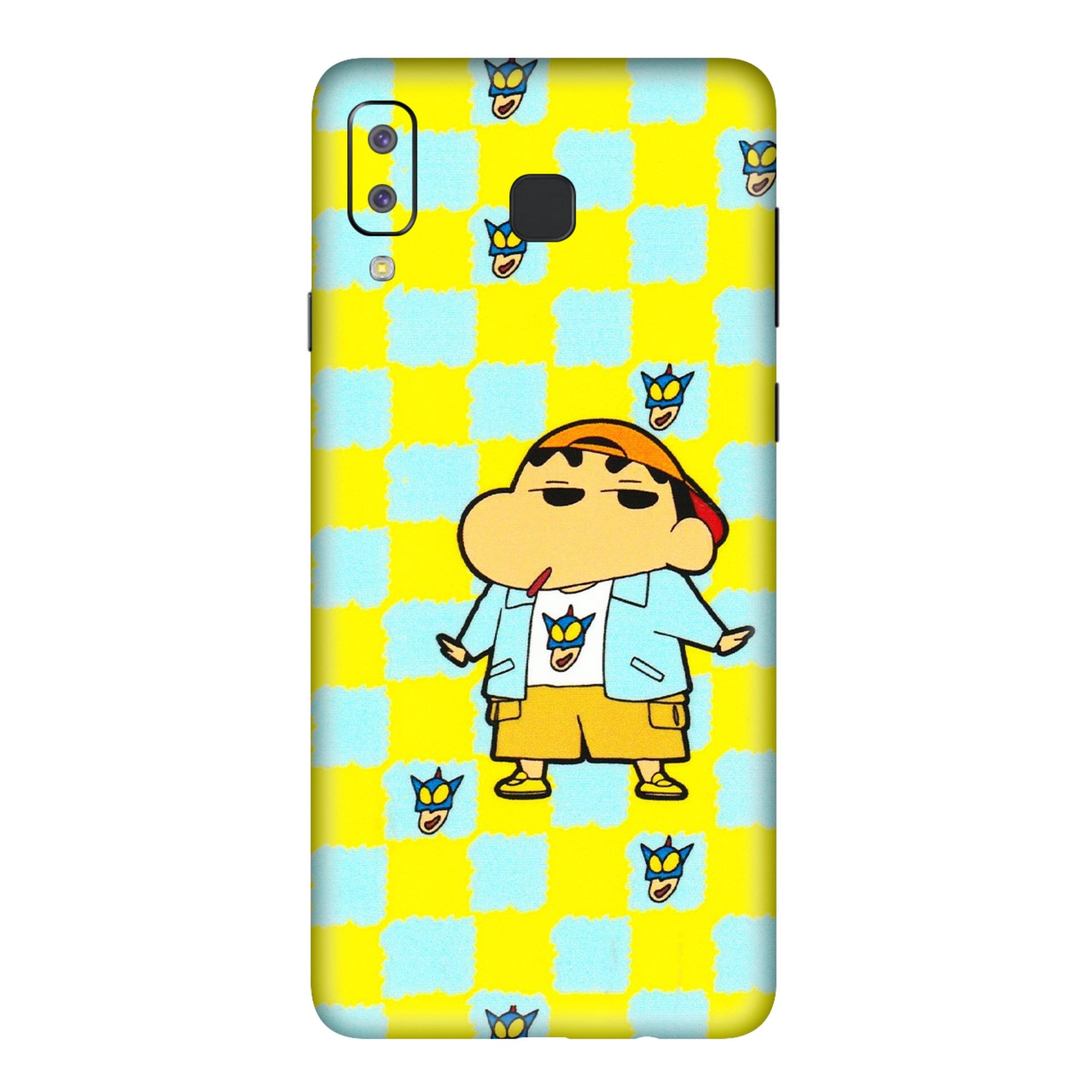 Samsung A/S Series Phone Skins (All Models) - Yellow Blue Shinchan Cute - 3D Embossed Finish (L-221) Samsung Galaxy A8 Star