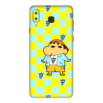 Samsung A/S Series Phone Skins (All Models) - Yellow Blue Shinchan Cute - 3D Embossed Finish (L-221) Samsung Galaxy A8 Star