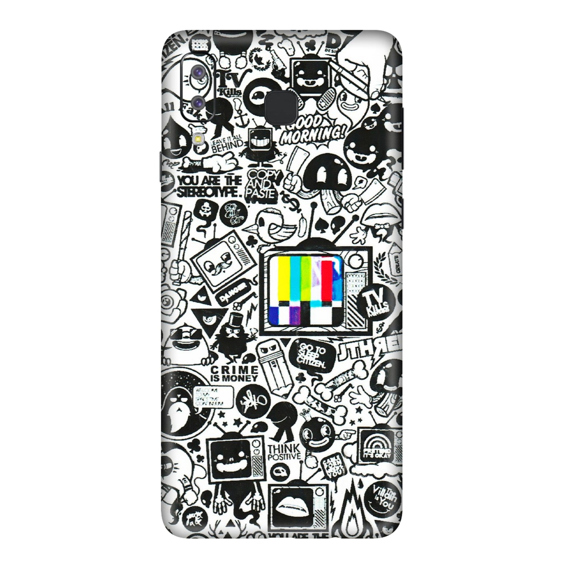 Samsung A/S Series Phone Skins (All Models) - Doodles Positive Art - 3D Embossed Finish (L-263) Samsung Galaxy A8 Star