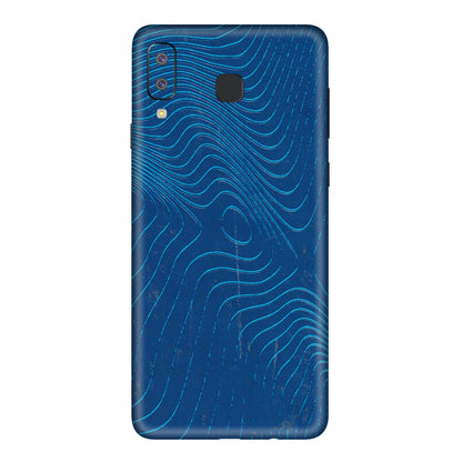 Samsung A/S Series Phone Skins (All Models) - Abstract Blue Line Map - 3D Embossed Finish (L-272) Samsung Galaxy A8 Star
