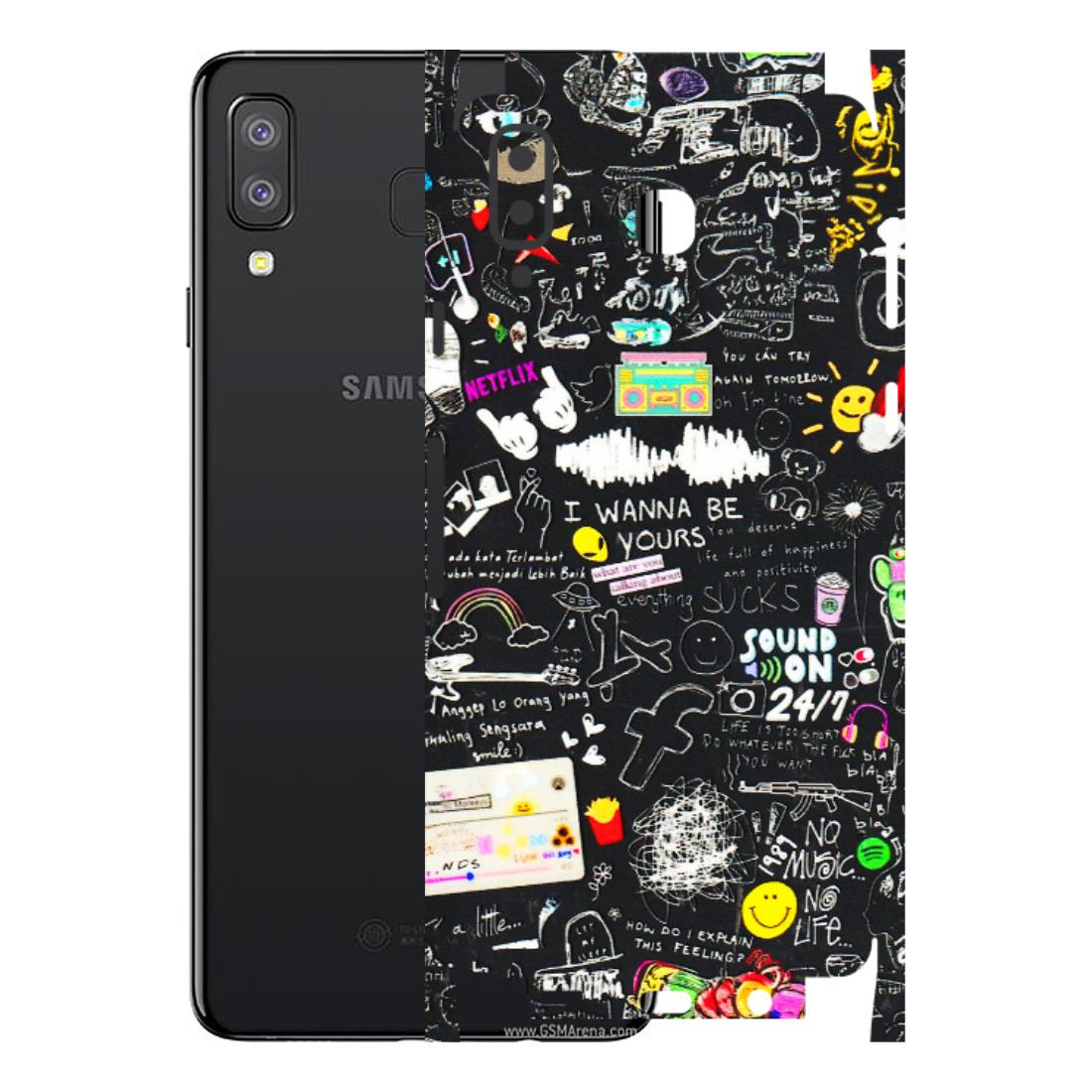 Samsung A/S Series Phone Skins (All Models) - Black Creatives Doodles - 3D Embossed Finish (L-311) Samsung Galaxy A8 Star