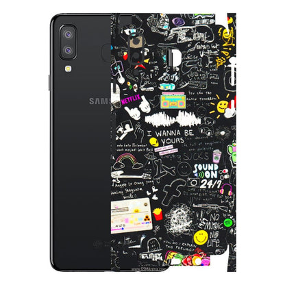 Samsung A/S Series Phone Skins (All Models) - Black Creatives Doodles - 3D Embossed Finish (L-311) Samsung Galaxy A8 Star