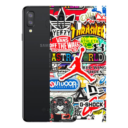 Samsung A/S Series Phone Skins (All Models) - Multi Brands Sticker Graffiti - 3D Embossed Finish (L-37) Samsung Galaxy A8 Star
