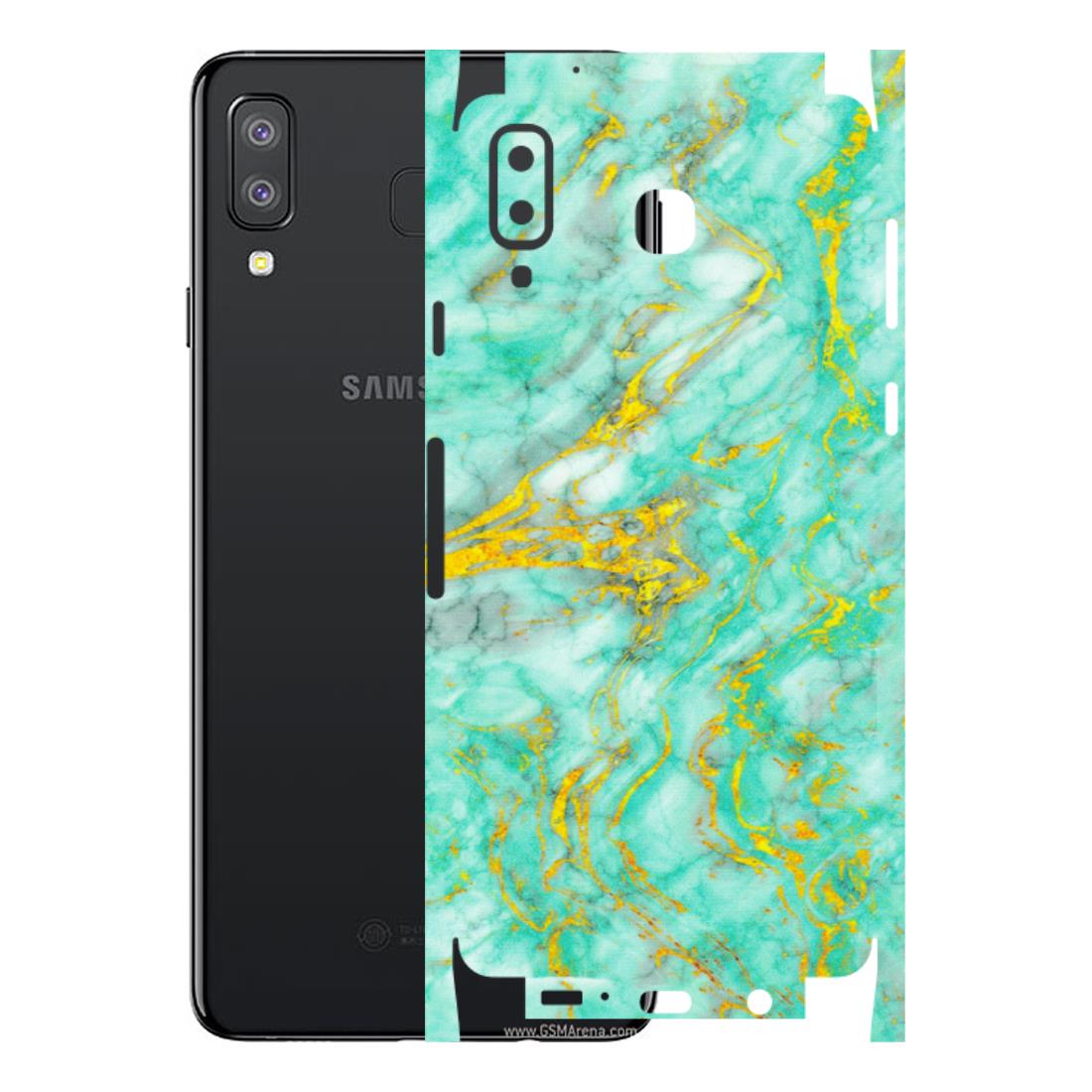 Samsung A/S Series Phone Skins (All Models) - Green And Gold Marble Feel - Matte Finish (M-16) Samsung Galaxy A8 Star