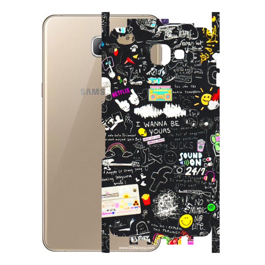 Samsung A/S Series Phone Skins (All Models) - Black Creatives Doodles - 3D Embossed Finish (L-311) Samsung Galaxy A9 2016