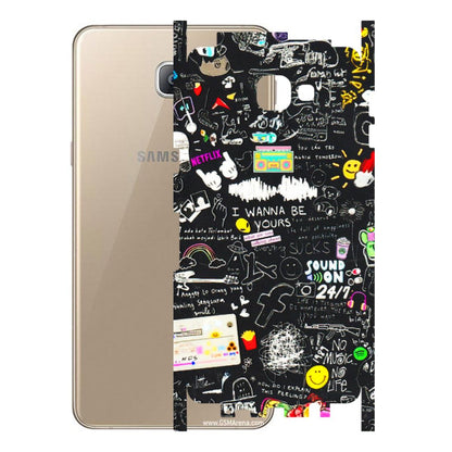 Samsung A/S Series Phone Skins (All Models) - Black Creatives Doodles - 3D Embossed Finish (L-311) Samsung Galaxy A9 2016