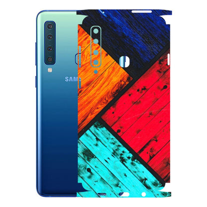 Samsung A/S Series Phone Skins (All Models) - Colourful Wood Panels Abstract - 3D Embossed Finish (L-09) Samsung Galaxy A9 2018