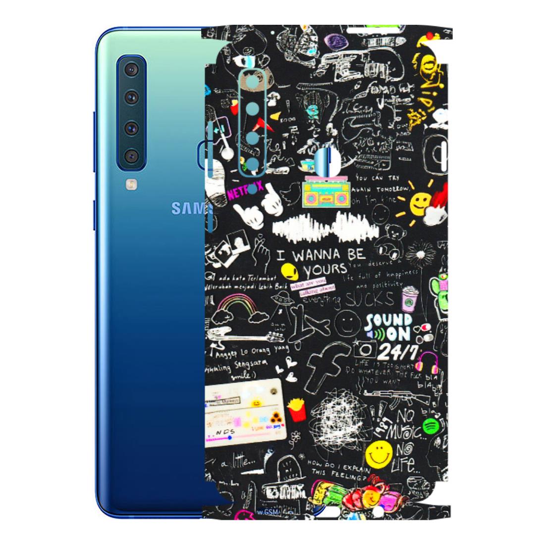 Samsung A/S Series Phone Skins (All Models) - Black Creatives Doodles - 3D Embossed Finish (L-311) Samsung Galaxy A9 2018