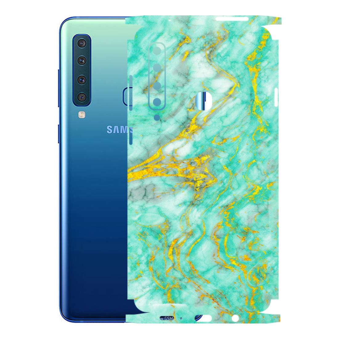 Samsung A/S Series Phone Skins (All Models) - Green And Gold Marble Feel - Matte Finish (M-16) Samsung Galaxy A9 2018