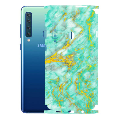 Samsung A/S Series Phone Skins (All Models) - Green And Gold Marble Feel - Matte Finish (M-16) Samsung Galaxy A9 2018