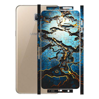Samsung A/S Series Phone Skins (All Models) - Blue Gold Abstract - 3D Embossed Finish (L-11) Samsung Galaxy A9 Pro