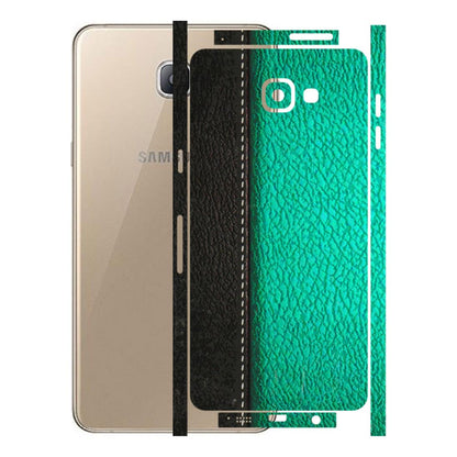 Samsung A/S Series Phone Skins (All Models) - Black Green Dual Leather Stich - 3D Embossed Finish (L-233) Samsung Galaxy A9 Pro