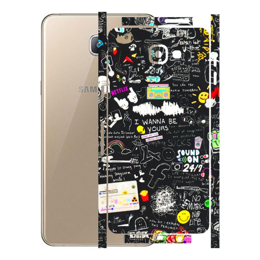Samsung A/S Series Phone Skins (All Models) - Black Creatives Doodles - 3D Embossed Finish (L-311) Samsung Galaxy A9 Pro