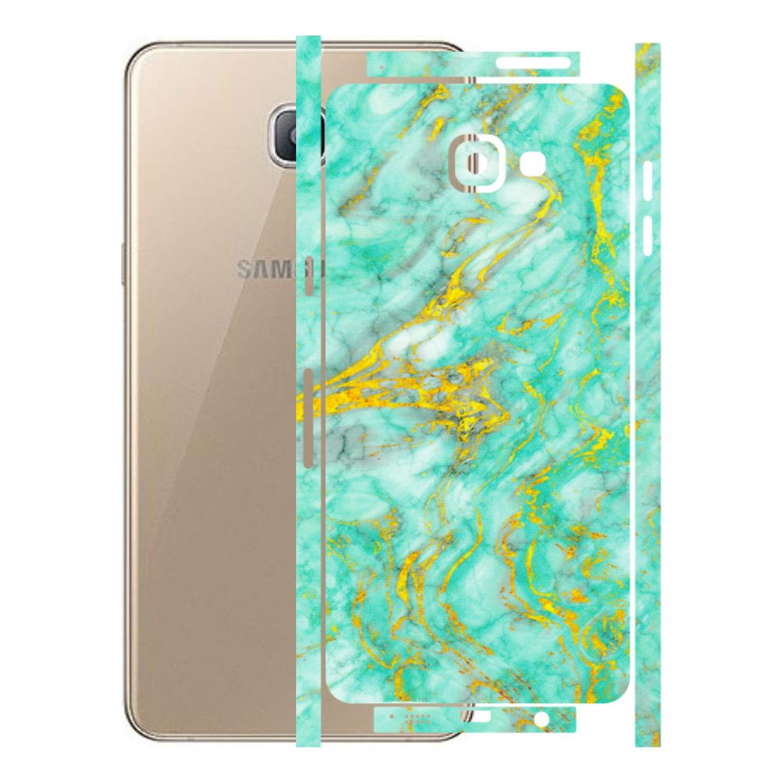 Samsung A/S Series Phone Skins (All Models) - Green And Gold Marble Feel - Matte Finish (M-16) Samsung Galaxy A9 Pro